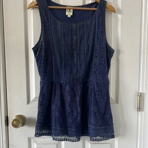 Blue Peplum Sleeveless Tank Top